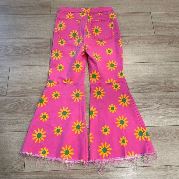 We the Free People Youthquake Printed Crop Flare Jean Floral Wide Leg Size 30 - Picture 6 of 8